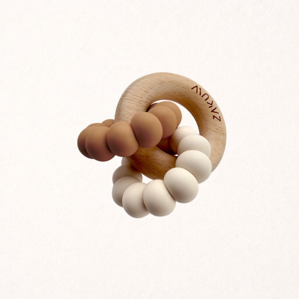 Anneau de dentition en bois et silicone - Sedna - Coloris moka - Zakuw
