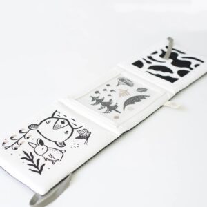 Livre Tummy Time avec miroir | Noir & blanc réversible 1 livre bébé tummy time noir et blanc - Wee Gallery