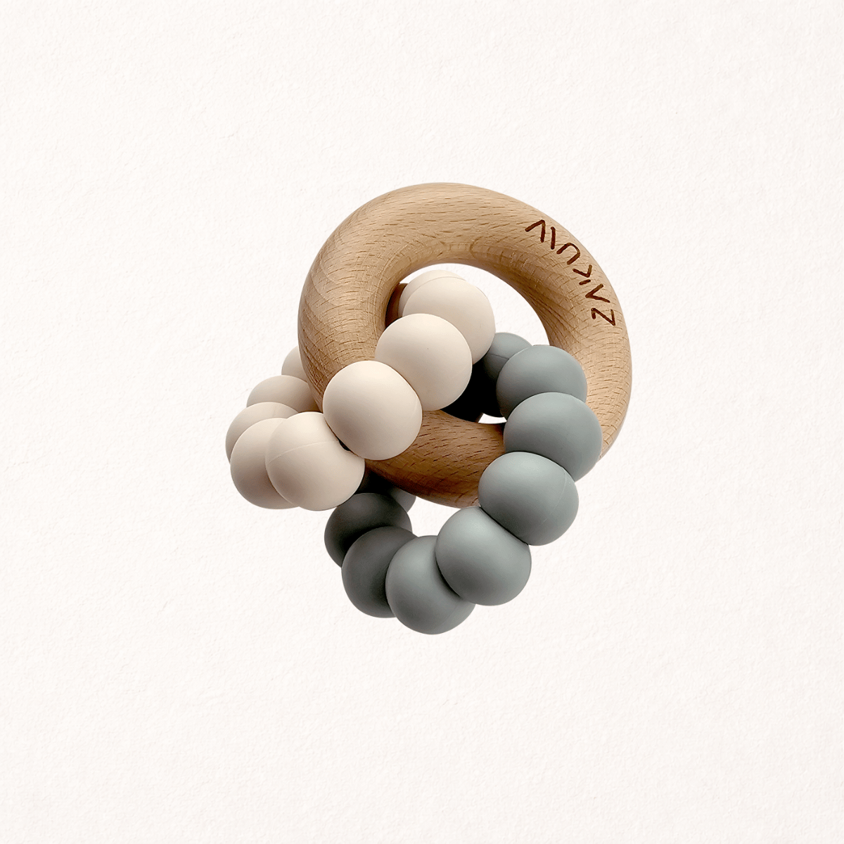 Anneau de dentition en bois et silicone - Sedna - Coloris Océan - Zakuw