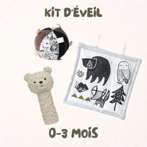 Kit d'éveil | Tummy time contrasté 1 kit d'éveil tummy time contrasté coffret cadeau pour bébé 0 à 3 mois