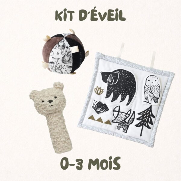 kit d'éveil tummy time contrasté coffret cadeau pour bébé 0 à 3 mois