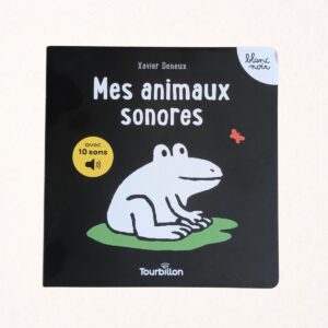 Livre bébé | Mes animaux sonores noir & blanc 1 Livre bébé Mes animaux sonores en noir et blanc - Poppik